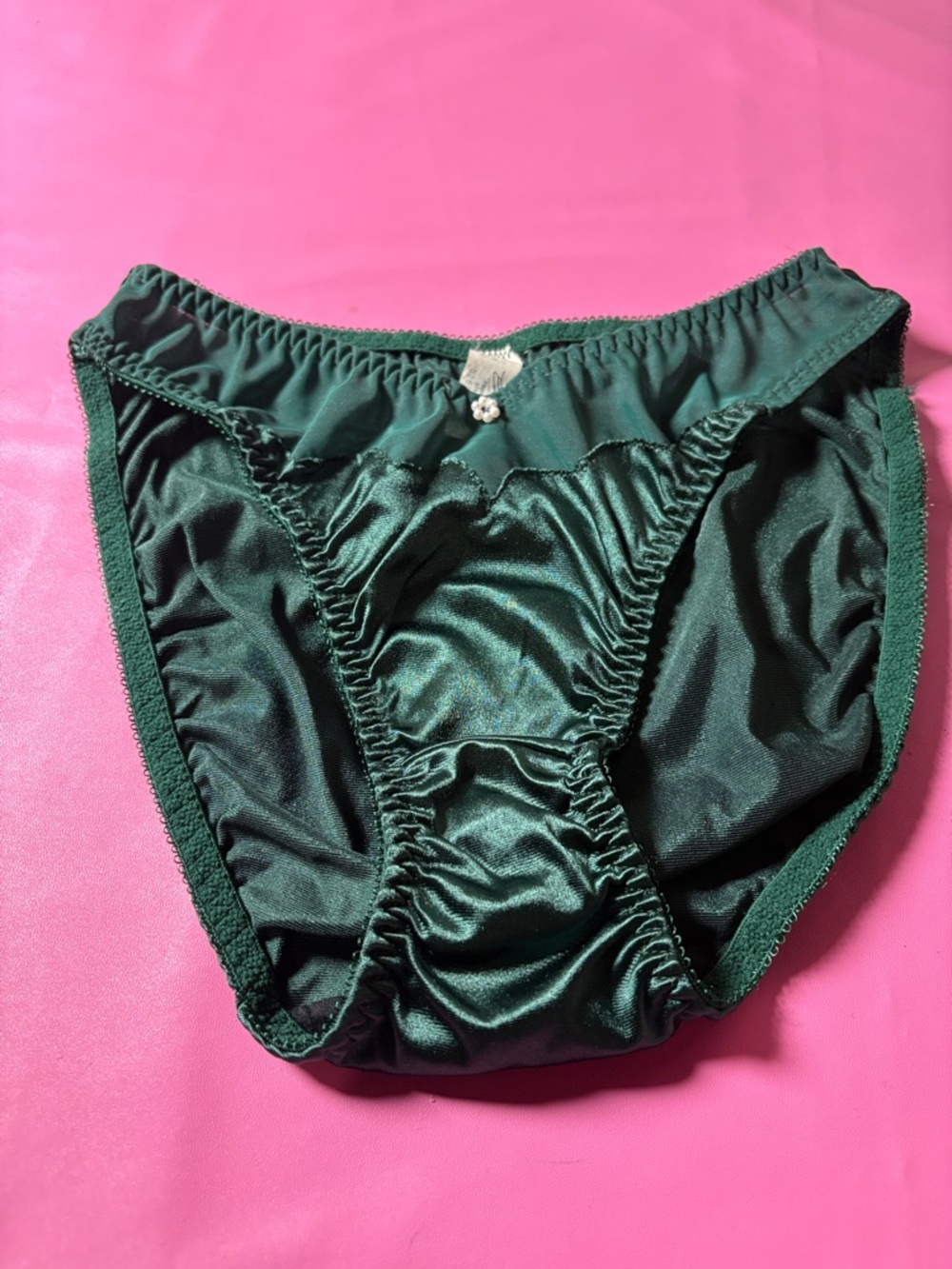 Women's Emerald Green Satin Bikini Panty